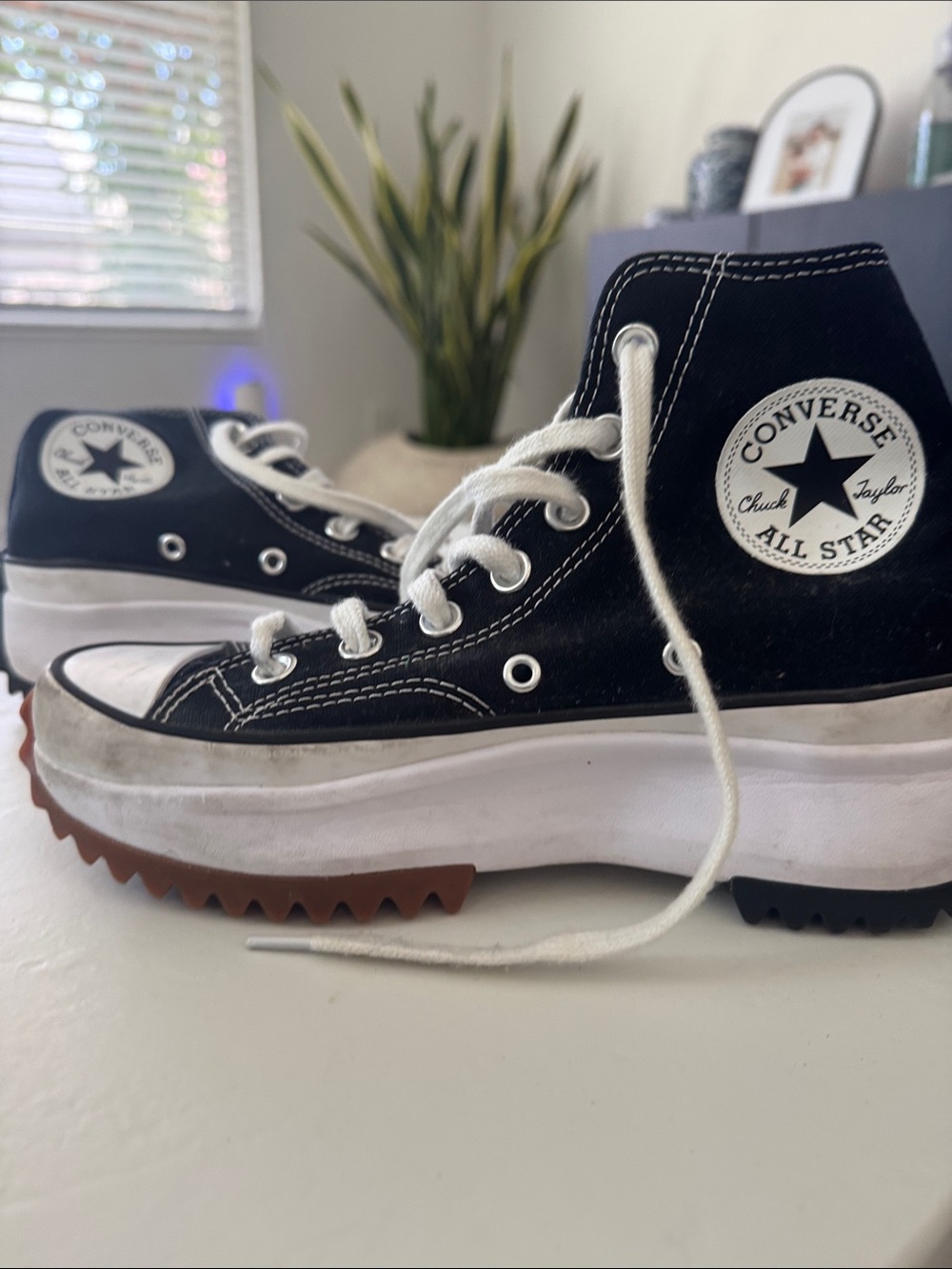 Converse High Top Platform Sneakers - Black, White, Brown